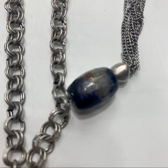 CHICO’S SILVER PENDANT NECKLACE WITH BLUE STONE - Picture 3 of 5